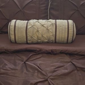 Decorative Roll Pillow - Silvery‎ Grey and Plum